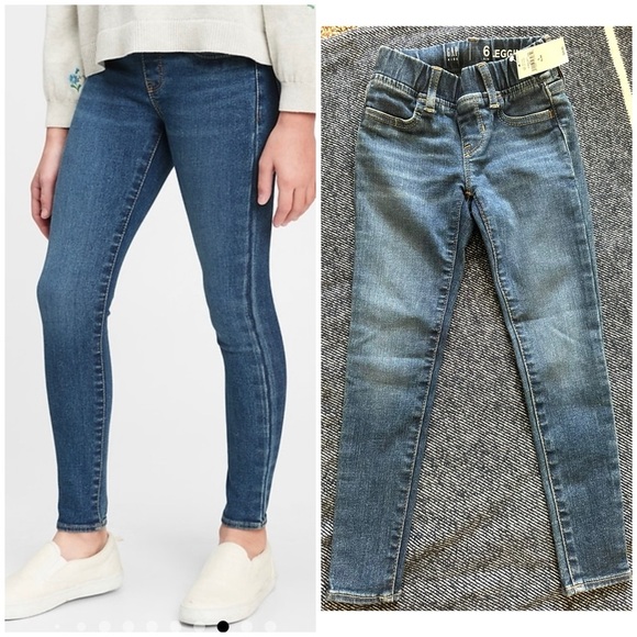 GAP NWT Kids Pull-on Jeggings with Max Stretch - medium wash - 6 slim - Picture 1 of 3